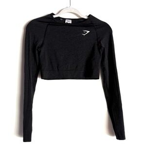 Gymshark Long Sleeve Cropped Dark Gray Top Shirt
